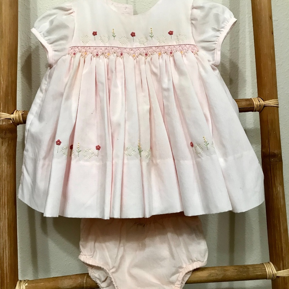 Smocked Easter Dress 3mo pink embroidered